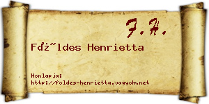 Földes Henrietta névjegykártya